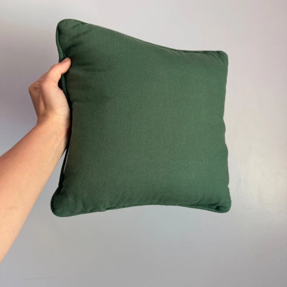 Vintage Christmas Trees Woven Tapestry Throw Pillow Green Holiday Decor 10.5in